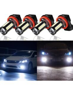SANMUGEED 4 Pcs H8 H11 LED Fog Light Bulbs 6000K White LED Bulbs for Fog Light 1400 Lumen 12-24V High Power 5730 LED, Constant Current, Plug and Play, Non Polarity Headlight Bulb for Car Truck