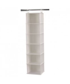 Household Essentials 311312 Hanging Closet Organizer | 6-Shelves | Natural Canvas