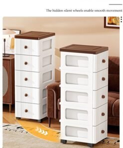 DUNISO 5-Layer Narrow Storage Cabinet  with Wheels，Multifunctional Drawer Plastic Wardrobe，Storage Drawer Units Kitchen Crevice Storage ，Storage Cabinet for Toys，Snacks，Books - Image 4