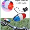 HALAMODO Bicycle Bell with 6 LED Lights Bicycle Sound Lights with 4 Sounds Trumpet Cycling Horn Bell Waterproof Bicycle LED Light for Warning Safety