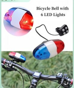 HALAMODO Bicycle Bell with 6 LED Lights Bicycle Sound Lights with 4 Sounds Trumpet Cycling Horn Bell Waterproof Bicycle LED Light for Warning Safety