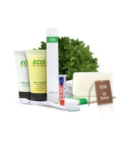ECO Amenities 4-Piece All-In-Kit Travel Size Toiletries 60Pcs (15 Toiletry Kits) Hotel Soap, Body Lotion, Mini Size Shampoo And Conditioner 2 In 1 And Disposable Travel Toothbrush Set With Toothpaste