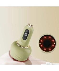 Green,Electric Scraping Massager Rechargeable Scraping Physiotherapy Device with Meridian Brush Cupping and Negative Pressure Moving Cupping Scraping Tool Includes Three Bottles of Essential Oils