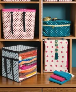 Shaping Fabric Premium Saree Storage Bag with Transparent Window and Polka Dot Design