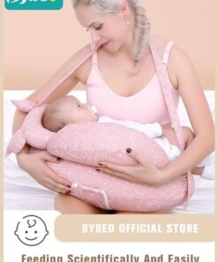 Bybeo Nursing Pillow for Breastfeeding, Multi-Functional Original Plus Size Breastfeeding Pillows Give Mom and Baby More Support, with Adjustable Waist Strap and Removable Cotton Cover