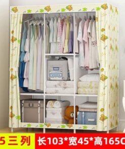 Self-Pickup Simple Wardrobe Fabric Wardrobe With Reinforced Steel Frame, Single-Person Storage, Dustproof
