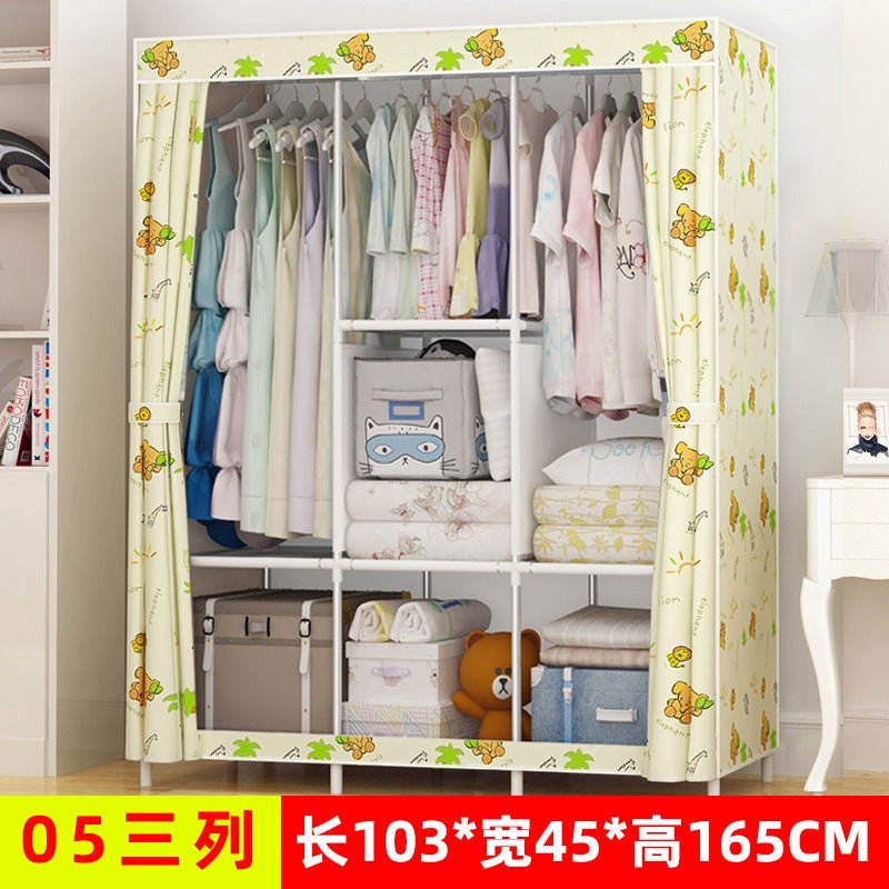 Self-Pickup Simple Wardrobe Fabric Wardrobe With Reinforced Steel Frame, Single-Person Storage, Dustproof
