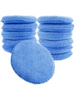 HAWAWA 12pcs Microfiber Wax Applicator, 5" Ultra-Soft Microfiber Detailing Applicator Pads for Any Cars, Truck, Boat, Motorcycle and RV, Microfiber Round Foam Sponge Wax Polish for Hand Polish Blue