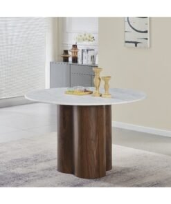 Home Box Round Marble Top Dining Table for 4