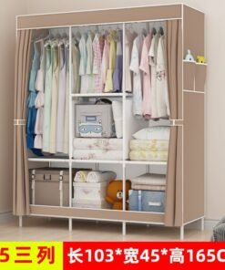 Simple Wardrobe Fabric Steel Frame Single Double Cloth Wardrobe Storage Simple Modern Economical Bedroom Assembled Wardrobe