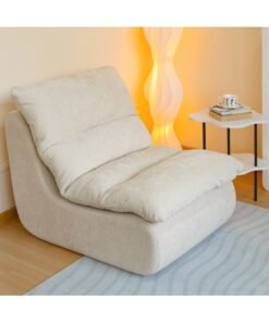 XINYUEMAIC compression sofa, high-density foam couch, chenille flannelette comfortable single chair, leisure reading chair, suitable for living room, bedroom, game room (off white)