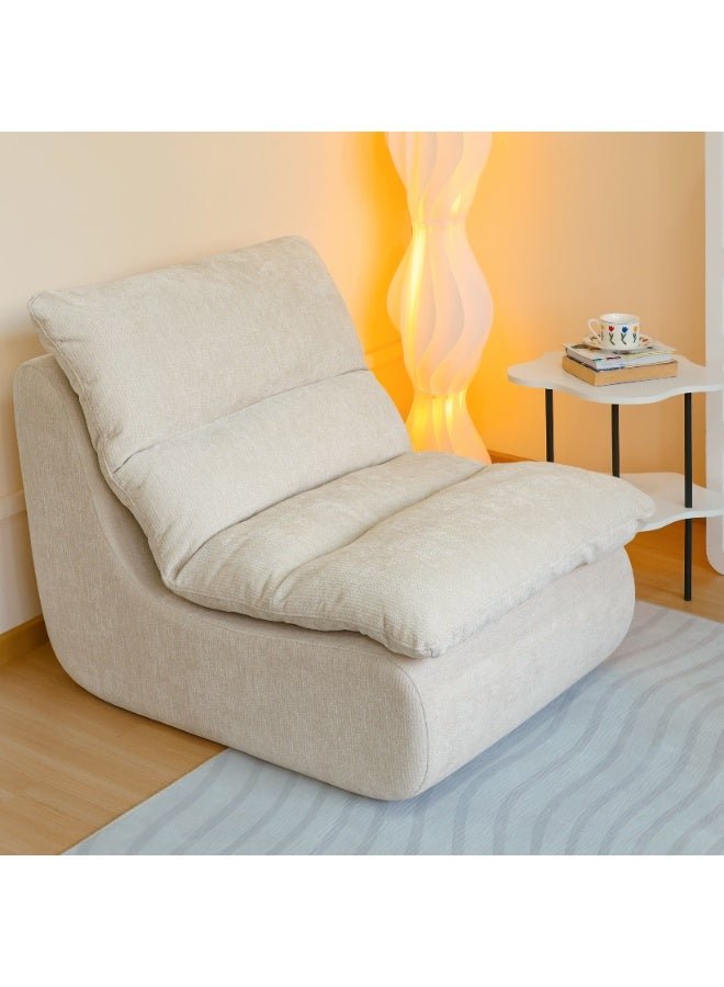 XINYUEMAIC compression sofa, high-density foam couch, chenille flannelette comfortable single chair, leisure reading chair, suitable for living room, bedroom, game room (off white)