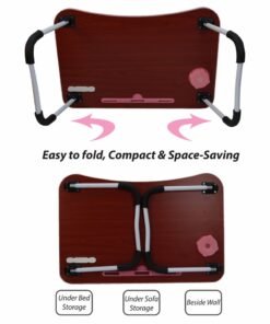 Portable Folding Laptop Desk for Bed Sofa Couch and Floor with USB Ports Cup Holder iPad Slot and Non-Slip Legs Adjustable Lap Tray Ergonomic Notebook Stand for Working Studying Reading Watching Movies and Camping Folding Desk with Stand for Laptop and Tablet - Image 4