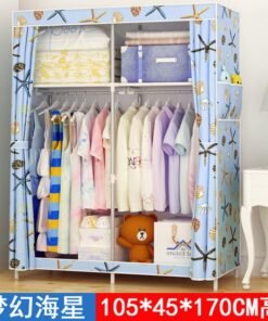 Simple Wardrobe Fabric Steel Frame Single Double Cloth Wardrobe Storage Simple Modern Economical Bedroom Assembled Wardrobe