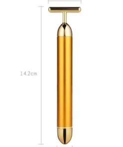 T-Shaped 24K Gold Massager - Electric Vibration Skin Care Tool for Anti-Wrinkle