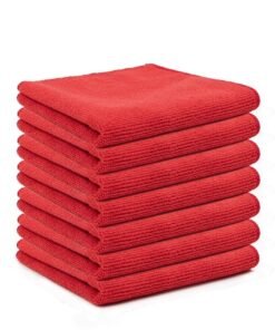 6 Pack Microfiber Cleaning Cloths Car Towel  Reusable Cleaning Rags Cleaning Towels Dusting Cloth for Kitchen, Car, Window(Red 40*40cm)