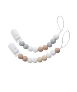 SUNSAR 2 Pcs Silicone Pacifier Clip with One Piece Design,Soft Flexible Baby Pacifier Holder