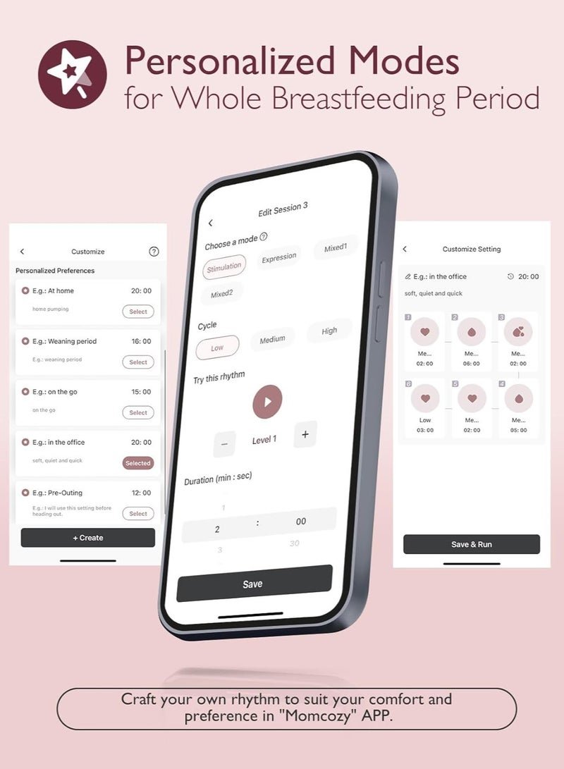 Momcozy M9 Breast Pump Hands-Free Mobile Flow, App Discreet Control with Personalized Multi-Modes and 15 Levels, Independent Breastmilk Storage, Wearable M9 Breast Pump 24mm - Image 4