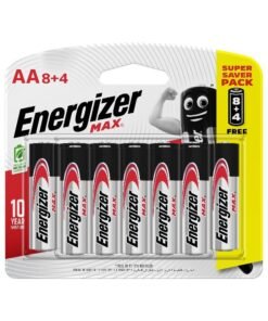 Energizer Max 1.5V Alkaline batteries - AA Promo Pack Of 8+4 Silver/Black/Red