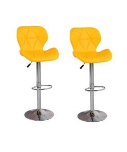 PU Genuine Leather Fashionable Bar Chairs, Counter Stool,  European-Style Front Desk Chairs, Modern And Simple Leather Rotating Bar Stools, Adjustable Height With 360° , Wide Seat Surface, High Stool Bar Counter Chair (2 PCS)