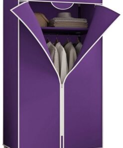 MOMENT Portable Wardrobe Shelves With Hanging Rail, Shelves, Fabric Cover, Clothes Closet Storage Organizer Assorted Color 150X55X45Cm