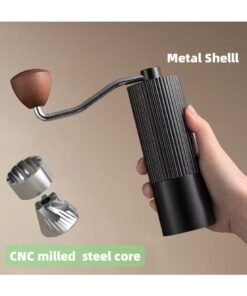 SHIXIN Exquisite portable coffee grinder, V60 manual coffee bean grinder, made of metal, food-grade stainless steel CNC grinding core, multi-level adjustable coarseness, uniform particles, suitable for French press coffee, hand brew, Turkish espresso or cold brew coffee