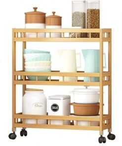 Alternative view of NKX 3 Tier Kitchen Shelf Wooden Multipurpose Storage Rack