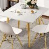 CityRiya-Long Dining Table Kitchen Table White Square Wooden Leisure Coffee Table for Kitchen Dining Room & Living Room