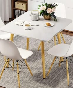 CityRiya-Long Dining Table Kitchen Table White Square Wooden Leisure Coffee Table for Kitchen Dining Room & Living Room