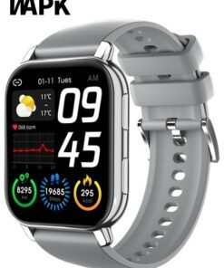 WAPIK Korean Brand P5S Smart Watch,Business Smartwatch,Waterproof Fitness Watch, Bluetooth Calling,Smart watch for Men, Zinc Alloy Vacuum Plating, Heart Rate Monitoring,Smart watch for women Silver