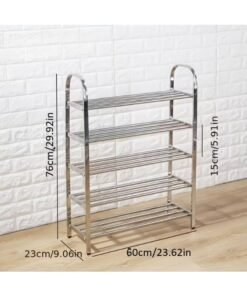 HIAS 5-Tier Shoe Rack, Heavy Duty Stainless Steel Storage Shelf & Organizer with Adjustable Shelves | Space-Saving Metal Shelving for Entryway, Closet, Bathroom, Kitchen | Easy Assembly, Rust Resistant Design
