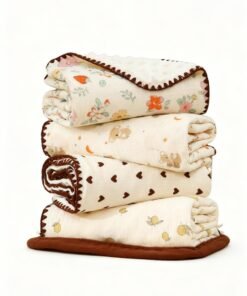 KYDTSYK 4 PCS Baby Blanket for Boys Girls Soft Plush Minky Blanket with Double Layer Dotted Backing for Toddler with Multicolor Printed Lightweight Bed Throw Blanket