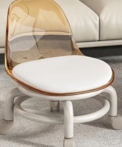 Rolling Stool, Multipurpose 360° Roller Seat Short Stool Rotating Makeup with Wheels Pulley Stool with Backrest Garage Fitness