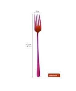 Home Daily Tableware Stainless Steel Fork Creative 410 Long Handle Main Fork Steak Fork Hotel Supplies Manufacturers Wholesale-Color:C278D Korean Fork "magic Red]