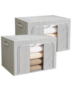 Alissa 2-Pack Large 100L Storage Bags with Zipper & Handles – Foldable Clothes Organizers for Bedding, Blankets, Wardrobe & Moving (60x42x40cm)