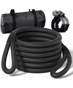 Oasisgalore 36000 LBS Kinetic Recovery Tow Rope with Soft Shackle，25mm x 9m,Heavy Duty Snatch Strap, 35% Elasticity Offroad Recovery Kit for Jeep Car Truck ATV UTV SUV, Red