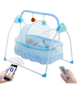 JCB CHIC Portable Baby Bassinet, Rocking Cradle Adjustable 5 Auto-Swing with Remote Control, Toys & Music Box for Infants and Toddlers