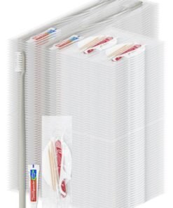 LLHQAMT Disposable Toothbrushes, Toothbrush and Toothpaste, Toothbrush and Toothpaste Travel, Comes with Hotel Vanity Set, Individually Packaged, Suitable for Hotel, Home, Camping, Travel (100-PACK)