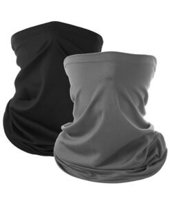 Tersely 2 Pack Breathable Cooling Neck Gaiters, Ice Silk Face Shield Scarf, Multifunctional Headwear Bandana Face Cover,UV Protection Headband Scarf,Reusable Stretchy Balaclava (Black+Gray)a