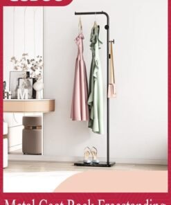 GUDOO Metal Coat Rack Freestanding Coat Hanger Stand With 3 Hooks Clothing Rack with Natural Marble Base,  Modern Coat Stand for Entryway Living Room Bedroom Office