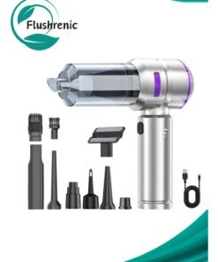 Flushrenic Car vacuum cleaner, 3 suction modes, portable mini cordless vacuum cleaner, suction power 16000pa, Type-C charging, home handheld vacuum cleaner, car, desk, keyboard (bright purple)