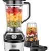 BLACK+DECKER High-Speed Blender, 1.85L BPA-Free Jar, 500ml Travel Cup, 20,000 RPM, 6-Blade, Stainless Steel, Smoothie & Ice Crush Presets, Variable Speed, 1.8 L 1200 W BXH1200-B5 Silver