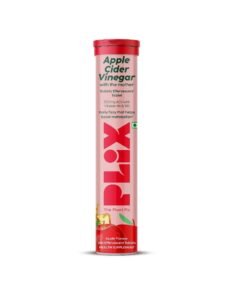 PLIX THE PLANT FIX "PLIX - THE PLANT FIX Apple Cider Vinegar 15 Effervescent Tablet, ACV with the mother supports regular metabolism, vitamin B6 & B12, Pack of 1 (Apple), Plant-based, Easy to carry & consume "