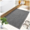 MEKITON - Premium Bathroom and Door Mat - Super Absorbent, Non-Slip, Quick Drying, Soft Plush Surface, Ideal for Entryways, Kitchens, and Bathrooms - 75 x 45 cms (Gray)
