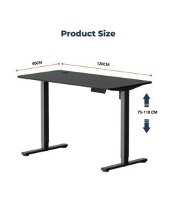 Flexispot Essential Standing Desk, FLEXISPOT Height Adjustable Standing Desk with Memory Controller, 120*60cm desktop, Electric Sit Stand Desk for Home and Office, Black - Image 3