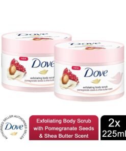 Dove Exfoliating Body Polish Scrub, Pomegranate & Shea Butter, with ¼ moisturising cream, 225ml 2PC