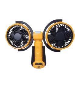 FUSIONPULSE Dual Head Camping Fan with LED Light, 8000mAh Battery, 4 Speeds, 270° Oscillating, Indoor/Outdoor/Car Use, F7300