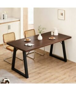 CityRiya-Long Rustic Wood Grain Dining Table, Industrial Style Multifunctional Computer Desk Study Table Office Desk Tea Table, Sturdy Metal Legs Space-Saving Home Table for Kitchen Living Room（YN096A）