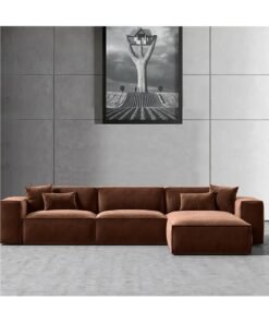 Karnak Carol Corner l L-Shaped Luxury Sofa For Living Room Solid Wood Corner Modern Design Couch, Velvet Upholstered Color (Left, Dark Brown)