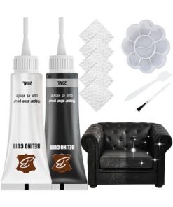 RAYHONG Vinyl Leather Repair Kit, Black And White Leather Repair Kit, For Furniture Waterproof Leather Couch Repair Kit, Chair Scratch Color Restorer Stain Remover Multi, Purpose Leather Repair Gel